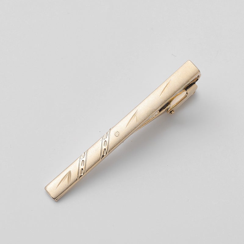 Sleek Dual-Tone Tie Clip for Mens Business Attire Slash leaves