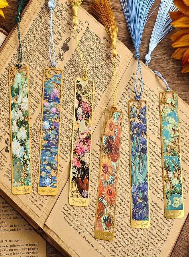 emmoolife 6 Pieces Metal Bookmarks with Tassel, Golden Hollow Bookmark Van Gogh Oil Painting Theme Book Mark Bookmarks for Book Lovers Writers Readers Children Teens Men Women Adults - Image 4