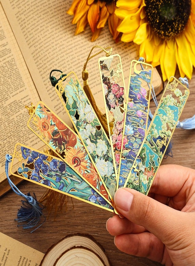 emmoolife 6 Pieces Metal Bookmarks with Tassel, Golden Hollow Bookmark Van Gogh Oil Painting Theme Book Mark Bookmarks for Book Lovers Writers Readers Children Teens Men Women Adults - Image 5