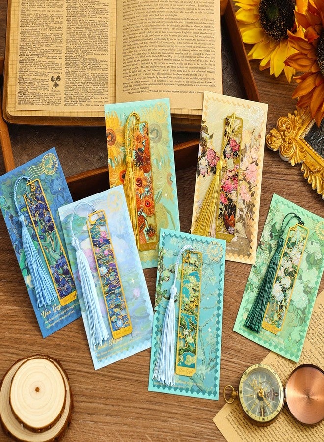 emmoolife 6 Pieces Metal Bookmarks with Tassel, Golden Hollow Bookmark Van Gogh Oil Painting Theme Book Mark Bookmarks for Book Lovers Writers Readers Children Teens Men Women Adults - Image 3