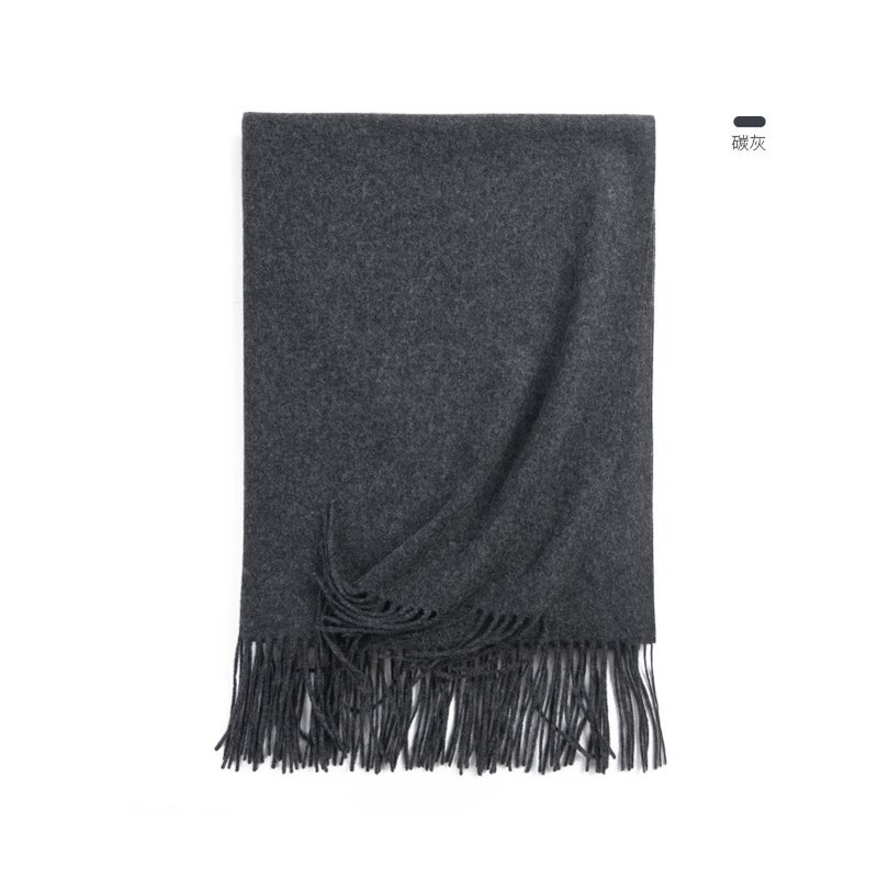 Autumn Winter Pure Wool Scarf Unisex Thick Cape Shawl Carbon ash Carbon ash