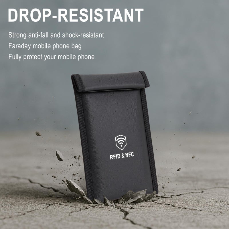 XIAODUN Military Grade Faraday Bags for Phones [5G/Bluetooth/WiFi/GPS] Signal Blocker, Fireproof Waterproof Anti-Scratch | Detachable Wrist Strap, RFID Blocking Anti-Tracking Pouch - Image 3