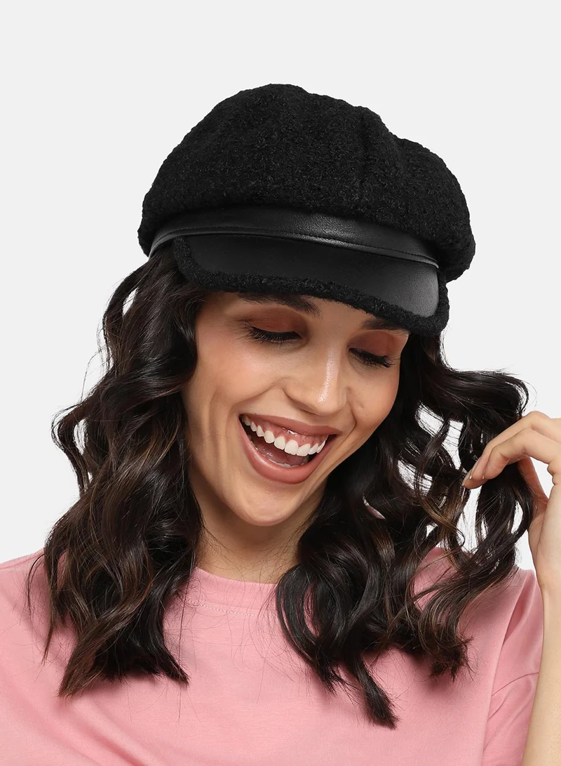 Haute Sauce Sherpa Newsboy Cap - Black