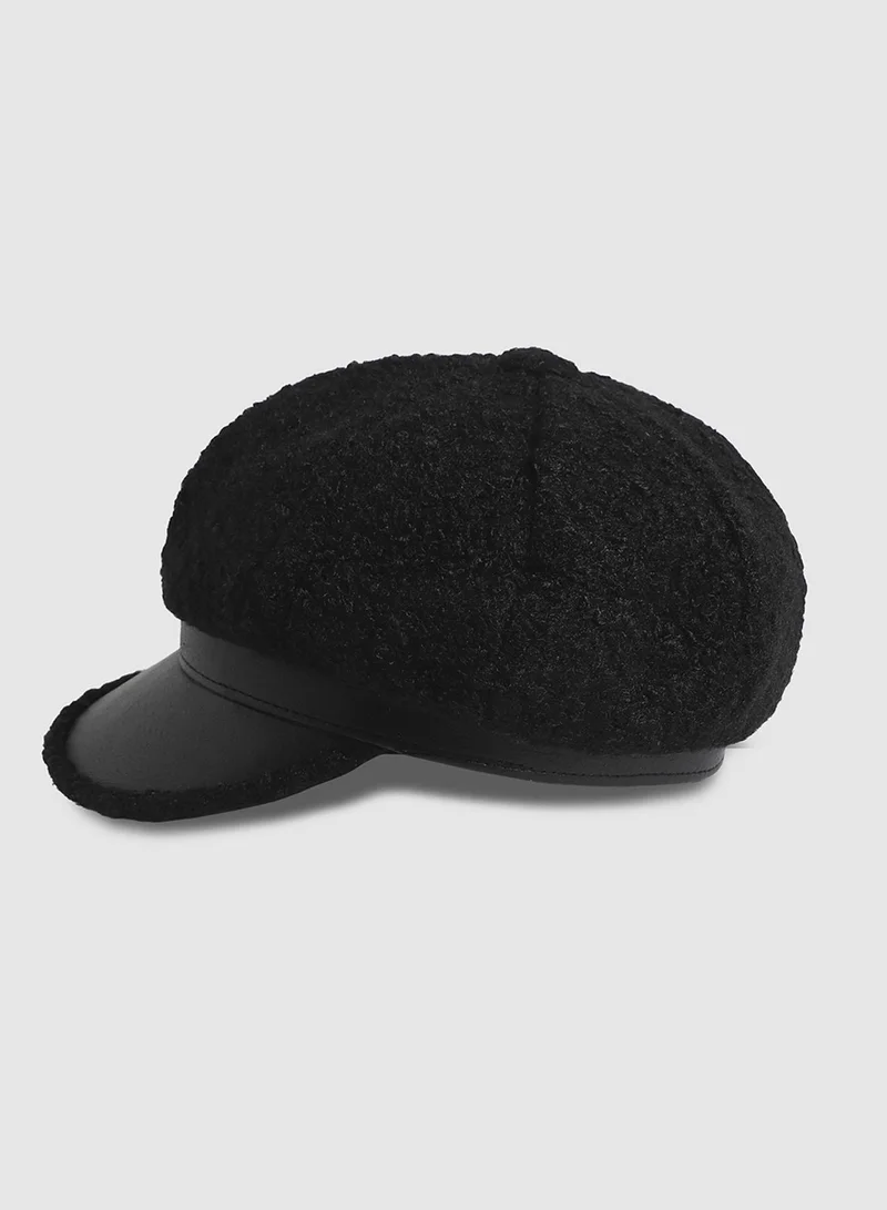 Haute Sauce Sherpa Newsboy Cap - Black