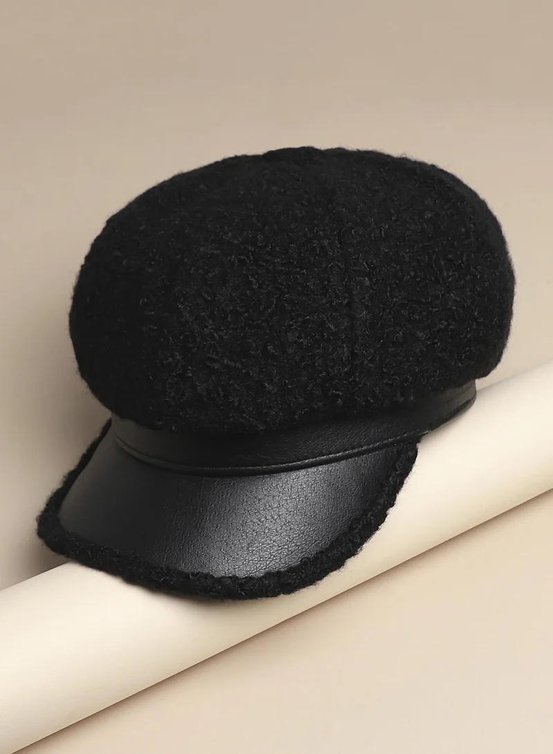 Haute Sauce Sherpa Newsboy Cap - Black