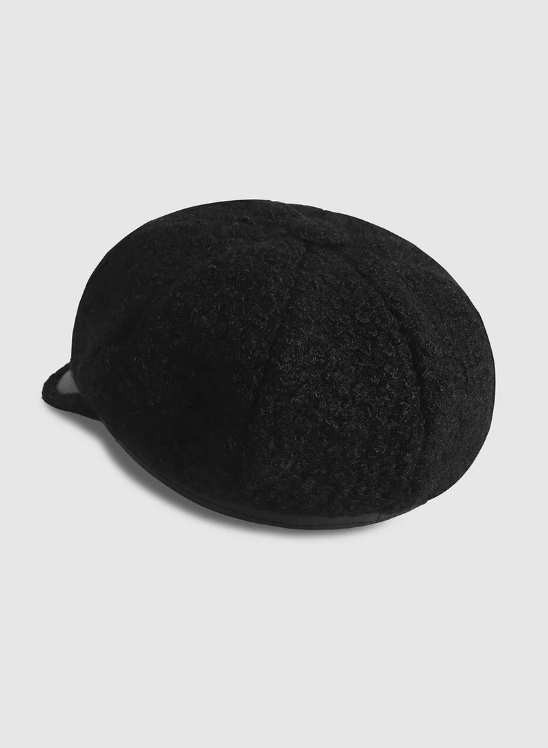 Haute Sauce Sherpa Newsboy Cap - Black