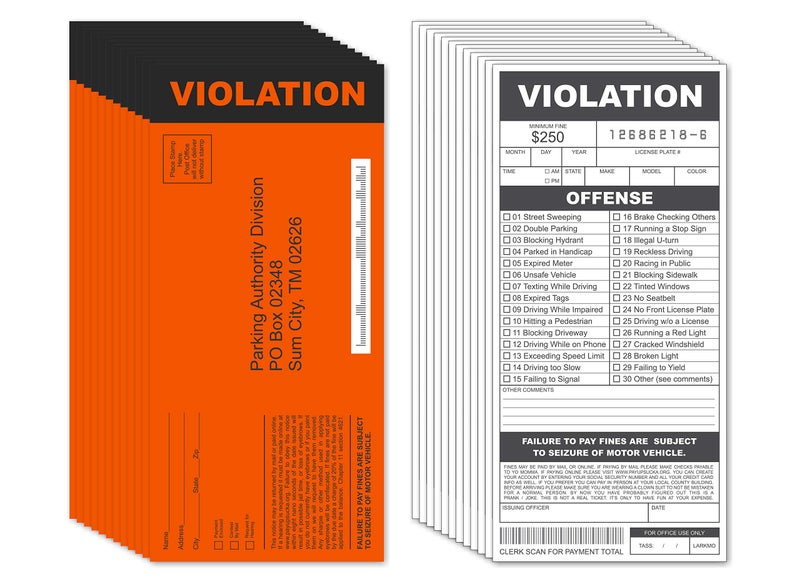Larkmo Fake Parking Tickets Prank Qty 25 Joke Violation Parking Funny Gag Pretend Police Traffic and Safety Car Citations Kid Friendly - Image 4