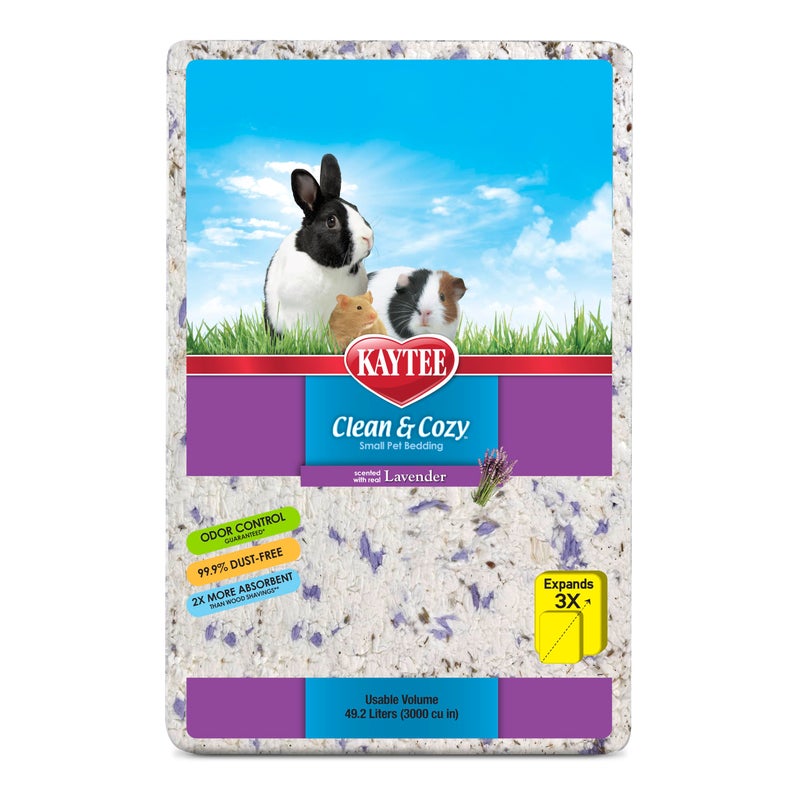 Kaytee Clean & Cozy Lavender Paper Bedding For Pet Guinea Pigs, Rabbits, Hamsters, Gerbils, and Chinchillas, 49.2 Liters - Image 1