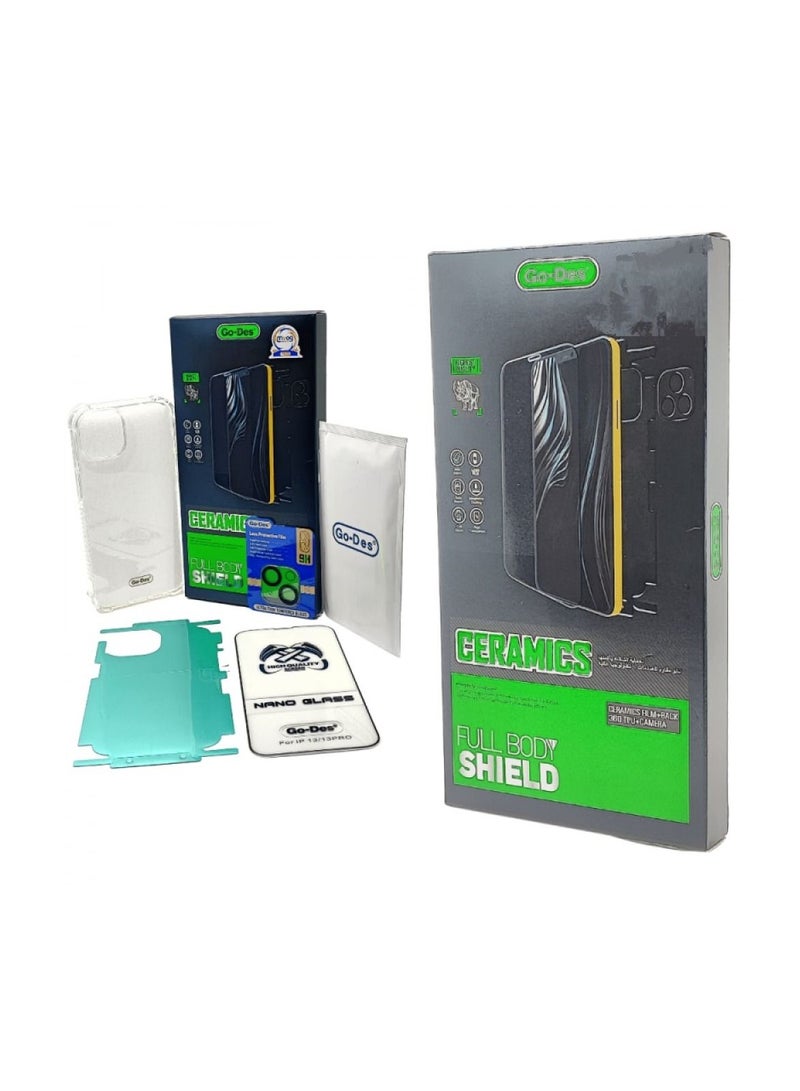 جو-ديز 4 في 1 بكج حماية من السراميك 360 درجة مع حامي كاميرا لهاتف ايفون 12 برو - Image 2