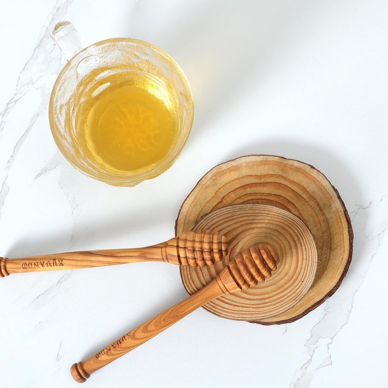 KYVANDO Traditional Olive Honey Dippers - Durable & Warp-Resistant, Preserves Honey Purity, 1pcs, 6.3 Inch - Image 4