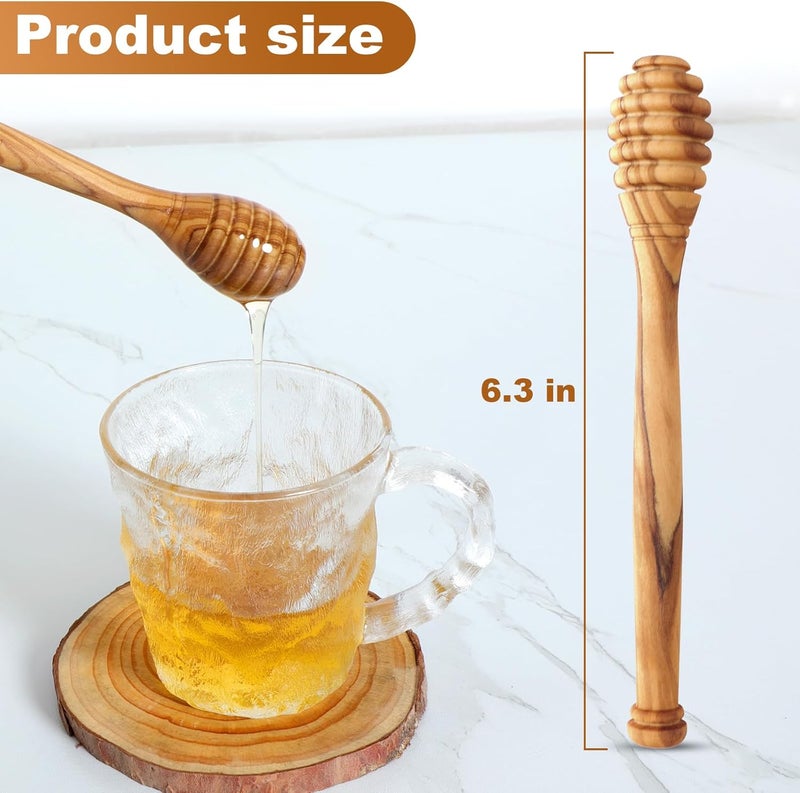 KYVANDO Traditional Olive Honey Dippers - Durable & Warp-Resistant, Preserves Honey Purity, 1pcs, 6.3 Inch - Image 5