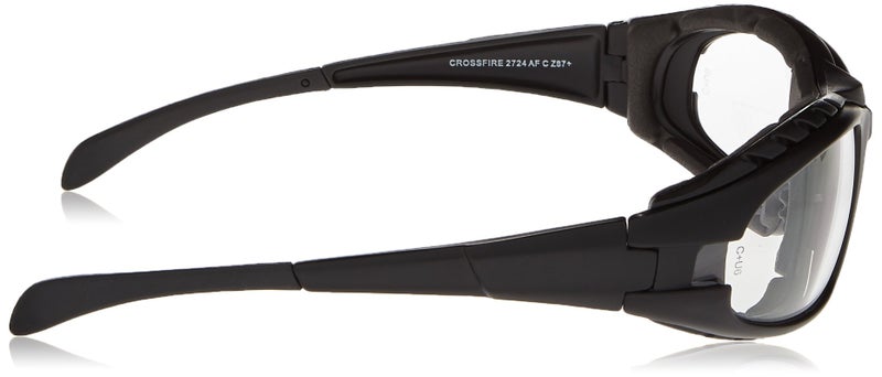 Crossfire نظارات أمان دايموند باك كروس فاير 2724AF عدسة شفافة مضادة للضباب - إطار أسود غير لامع مبطن بالرغوة - Image 3