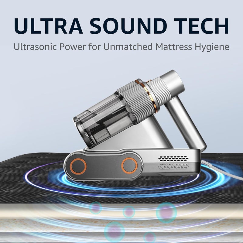 VANTRO Dust Mite Remover Mattress Vacuum Cleaner 700W UVC Light 16KPa Suction 60C Hot Air Ultrasonic Handheld Corded Bed Vacuum for Dust Allergen Removal - Image 3