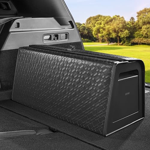 POKSRI Trunk Organizer for suv,car storage organizer,lid Box,PU Leather & PP Honeycomb Board,Fixed with screws extremely sturdy,Collapsible and Adjustable,25.6''L x 13''W x 12.4''H,4K inches³(size C) - Image 1