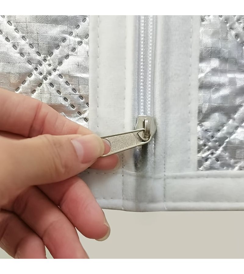 White Zipper Thermal Curtains Windproof Warm Light Blocking Soundproof - Image 5