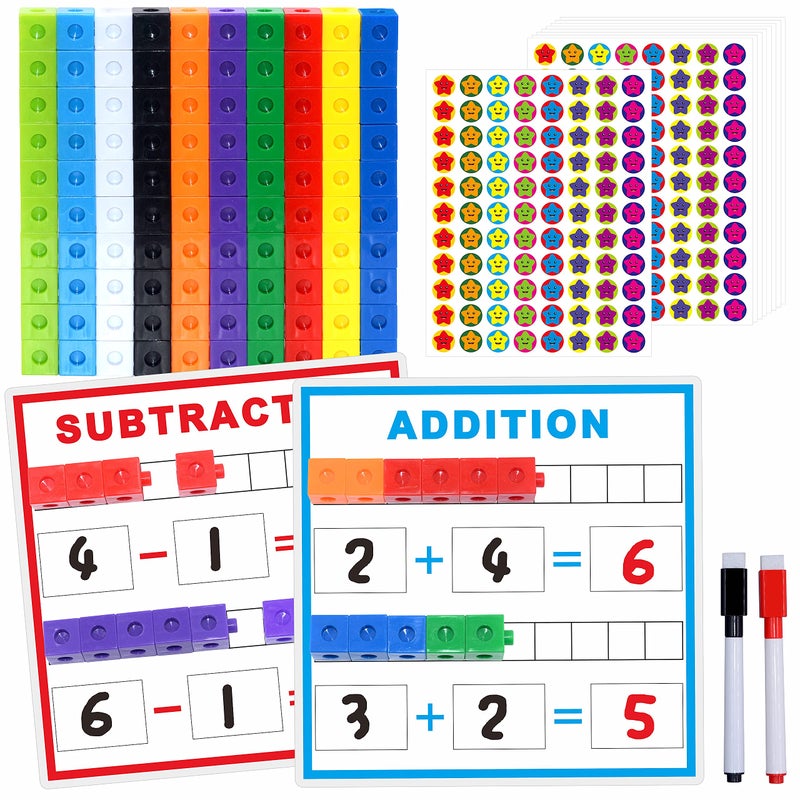 SpriteGru Math Linking Cubes, Math Cubes Manipulatives with Activity Cards Linking Cube Math Counters for Kids Kindergarten Learning Activities - Image 1