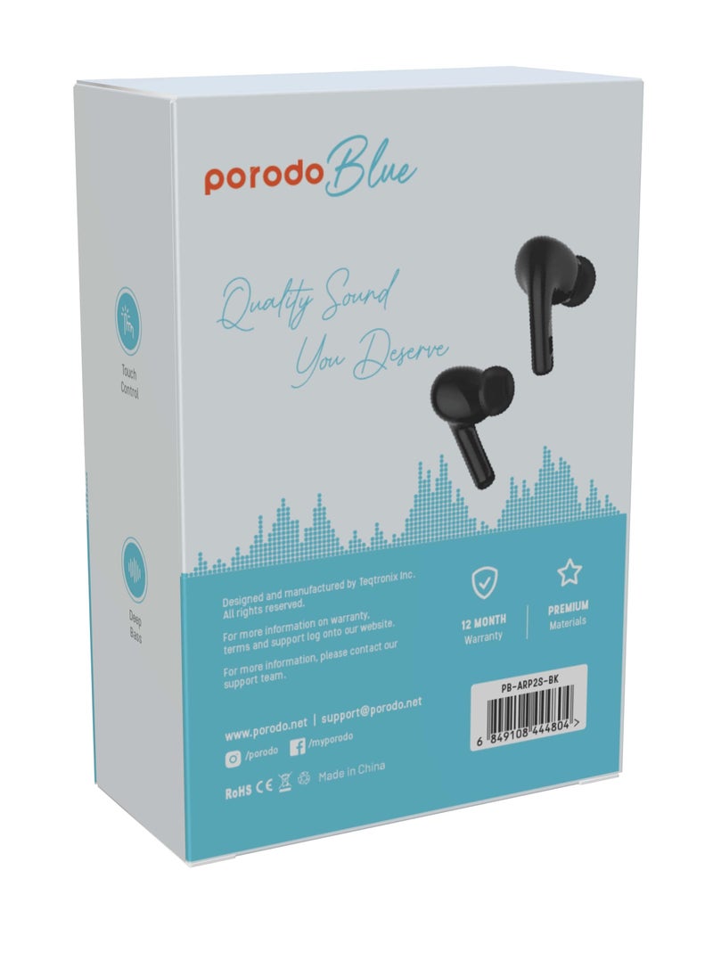 Earbuds Pro 2 With Touch Display with Environmental Noise Cancellation and ANC / Deep Bass / Touch Control / 20 Hours Working Time /1.47-inch Screen size - Black