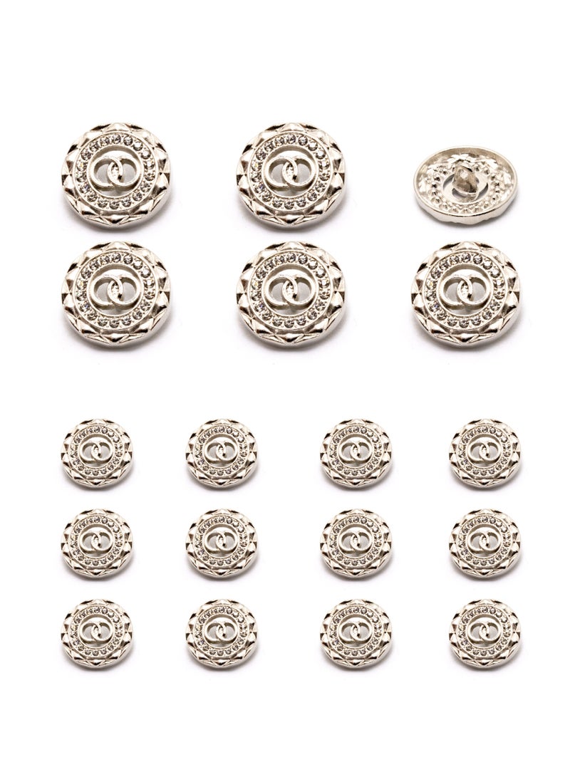 18PCS and 2 Sizes Clothes Buttons - Fashion Round Shaped Design with Crystal Metal Button Set for Women Dresses Uniform (Gold)  - Image 2