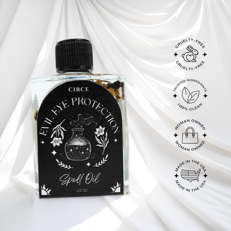 CIRCE Evil Eye Protection Spell Oil - Energy Protection & Defensive Layer - Add to Bath, Use in Rituals, Wear as Fragrance to Align w/Desires- Coconut Oil, Rosemary, Rue, and Hyssop. - 1/2oz - Image 4