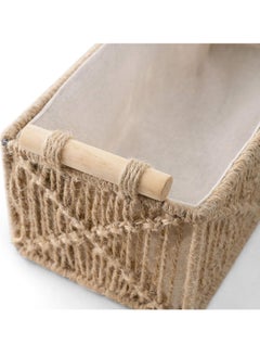 TRASSLE Macrame Storage Baskets Boho Decor Box Handmade Woven Decorative Countertop Toilet Tank Shelf Cabinet Organizer for Bedroom Livingroom Home, 2 pack (Brown)  - Image 4