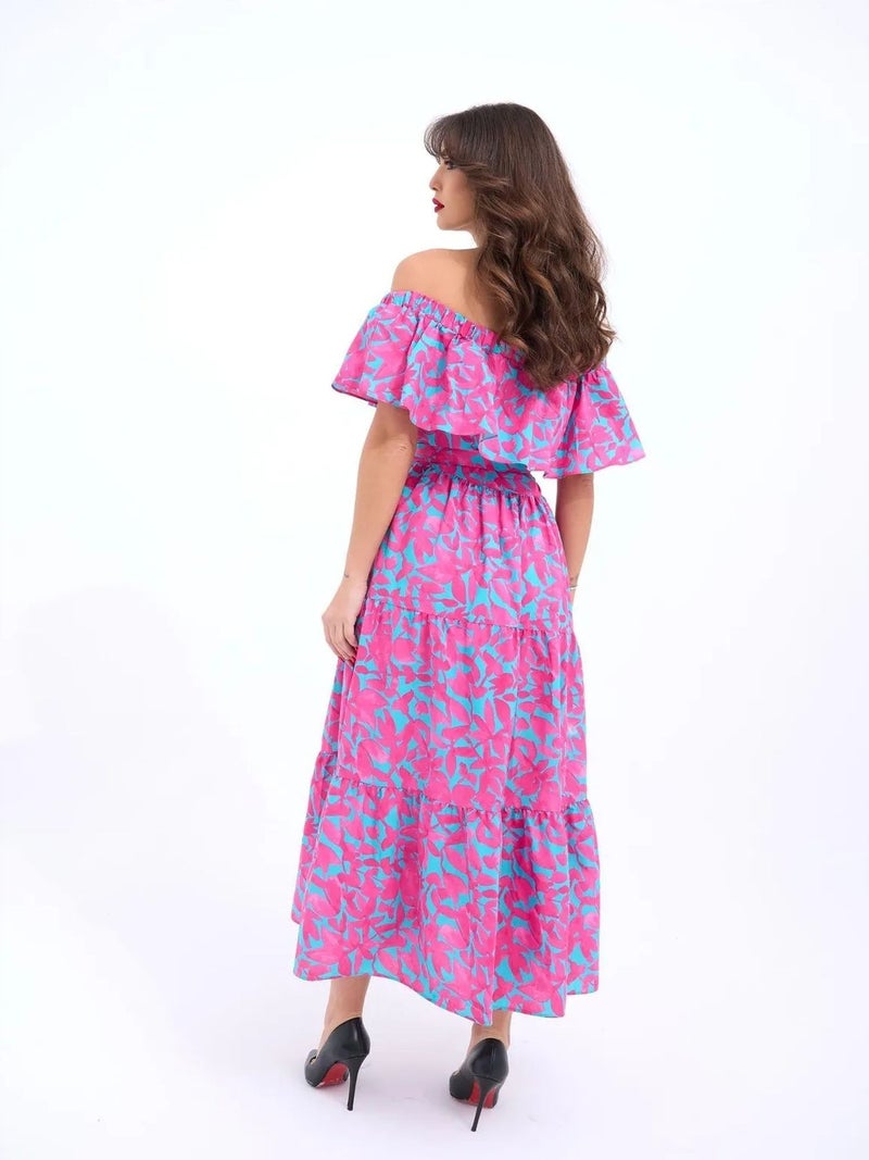 Jane's JANES Patterned Frilly Off-Shoulder Midi Dress - Image 5