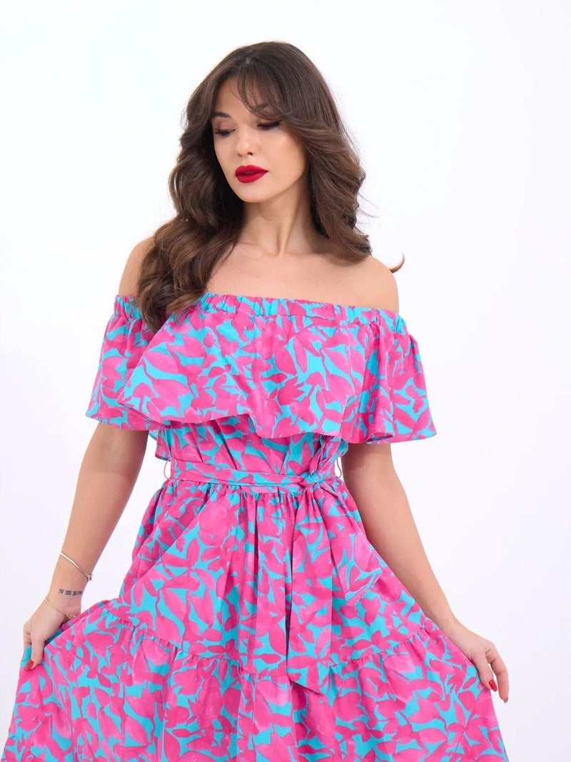 Jane's JANES Patterned Frilly Off-Shoulder Midi Dress - Image 2