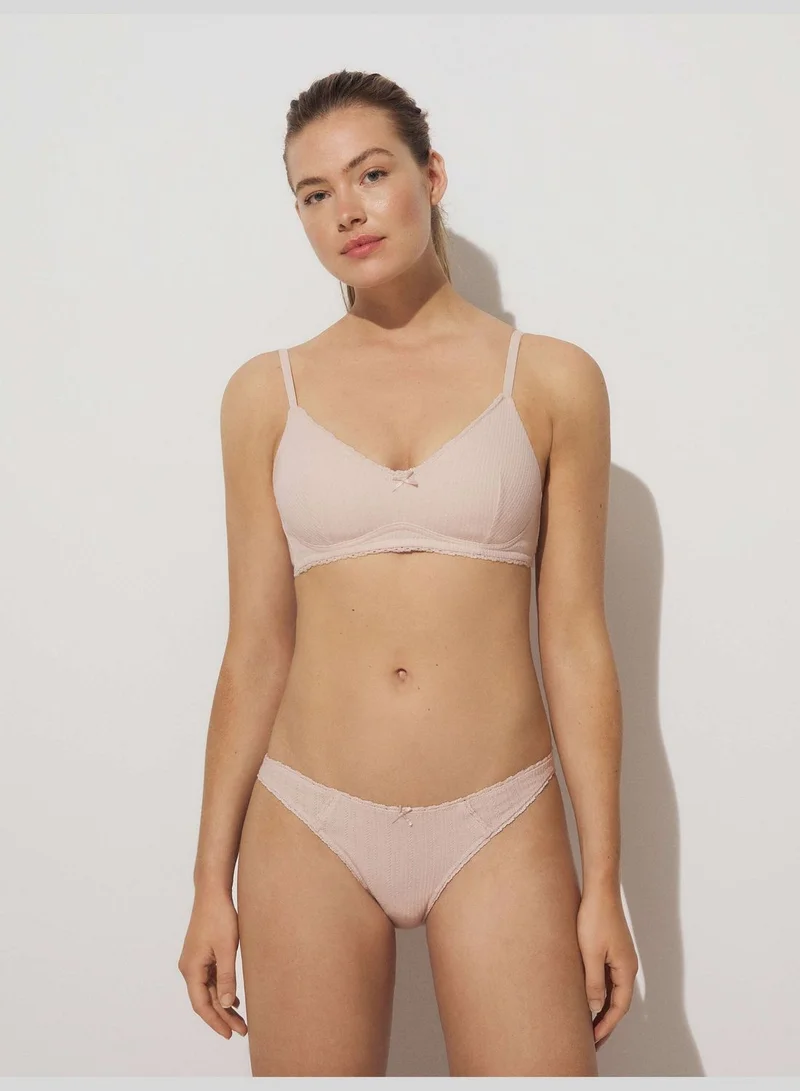 oysho Classic open knit cotton briefs