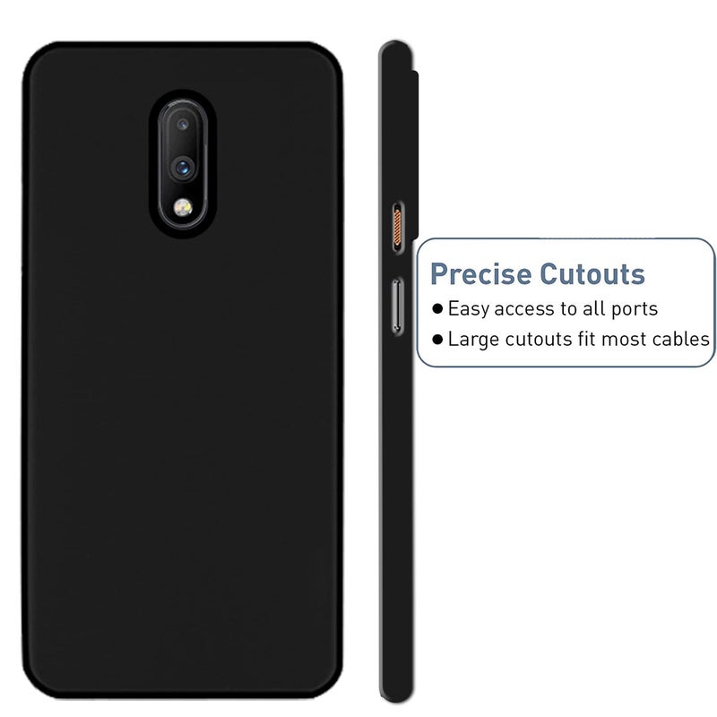 hello zone Rubber Exclusive Matte Finish Soft Back Case Cover for Oneplus 7 - Black - Image 3