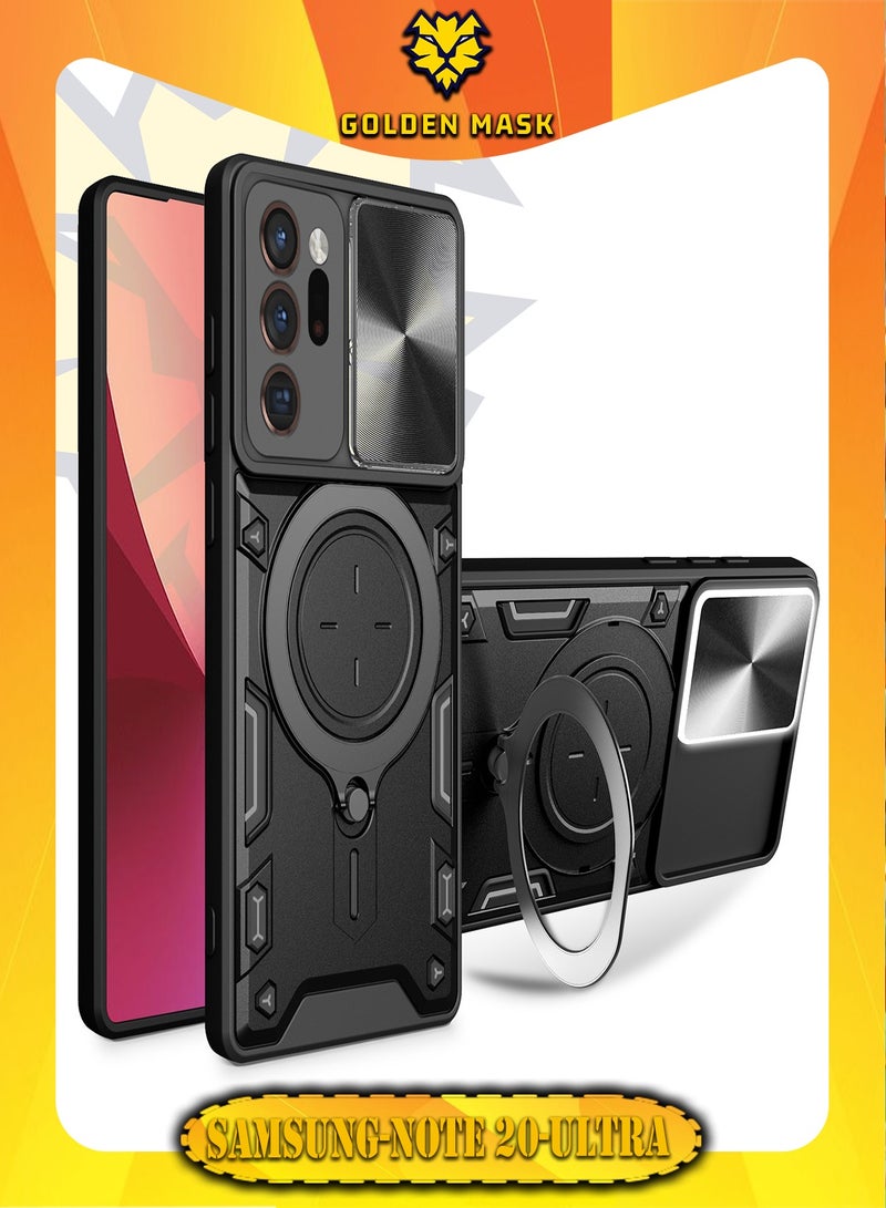 GOLDEN MASK For Samsung Galaxy Note 20 Ultra Armored Camera Shield Cover Camera Lend Protection, Built-in 360° (Black)