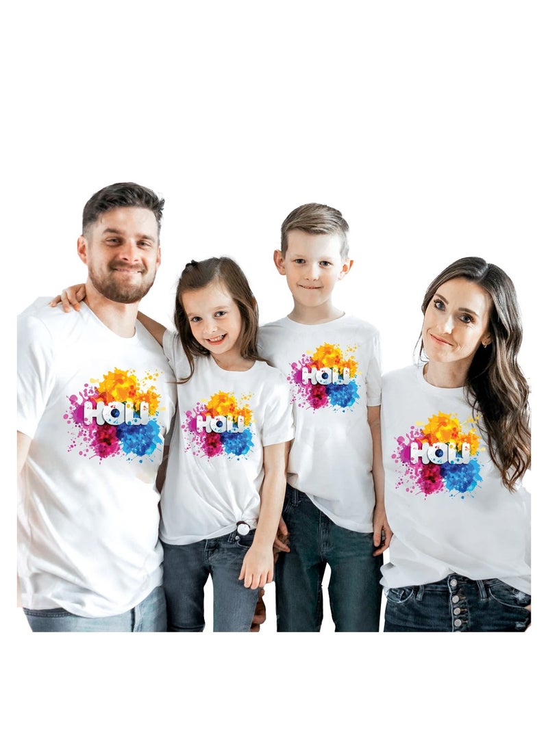 PRINTSHOP4ME Holi Celebration - Matching Family T-Shirts - Holi Family tshirt - Holi Hai Matching Men's Women's Kid's Round Neck Holi Famliy T-Shirts  - Image 1