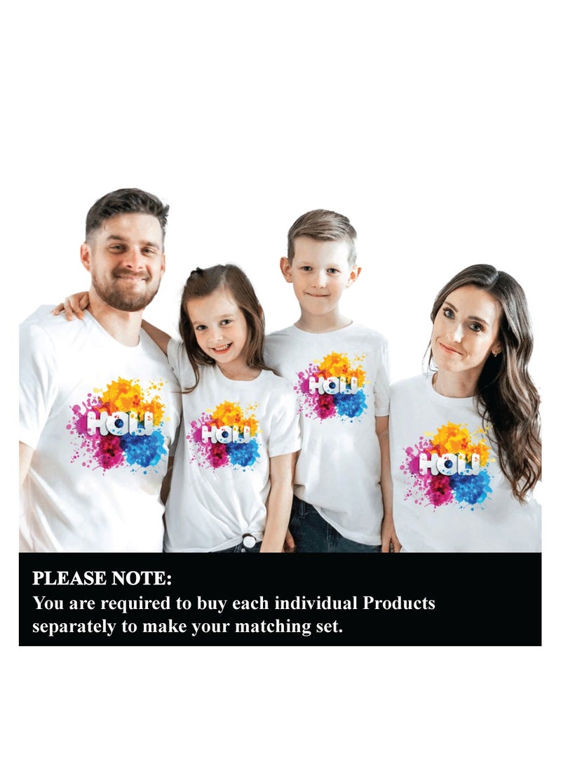PRINTSHOP4ME Holi Celebration - Matching Family T-Shirts - Holi Family tshirt - Holi Hai Matching Men's Women's Kid's Round Neck Holi Famliy T-Shirts  - Image 2