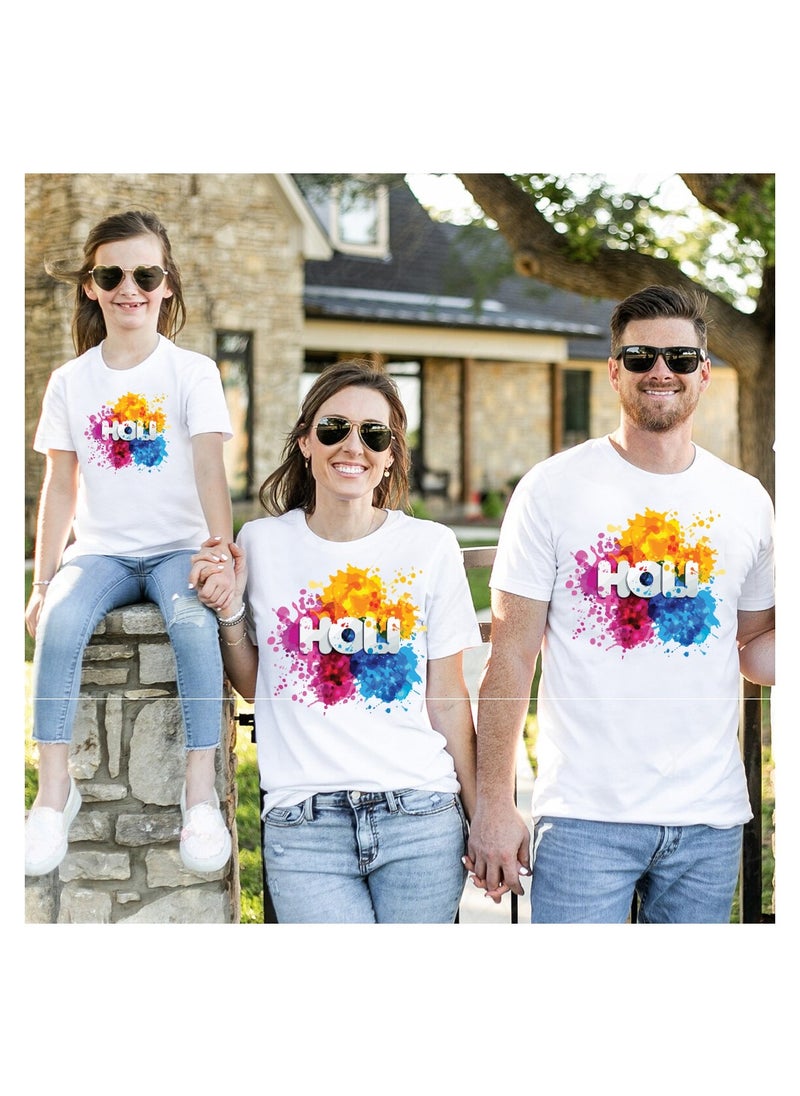 PRINTSHOP4ME Holi Celebration - Matching Family T-Shirts - Holi Family tshirt - Holi Hai Matching Men's Women's Kid's Round Neck Holi Famliy T-Shirts  - Image 4