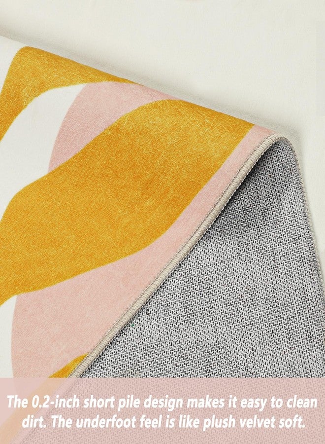 Capslpad Area Rugs 5x7, Washable Nursery Rug, Low Pile Soft Non-Shedding Playroom Carpet, Botanical Print Pink Rugs for Bedroom, Classroom, Living Room - Image 4