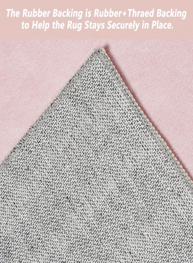 Capslpad Area Rugs 5x7, Washable Nursery Rug, Low Pile Soft Non-Shedding Playroom Carpet, Botanical Print Pink Rugs for Bedroom, Classroom, Living Room - Image 5