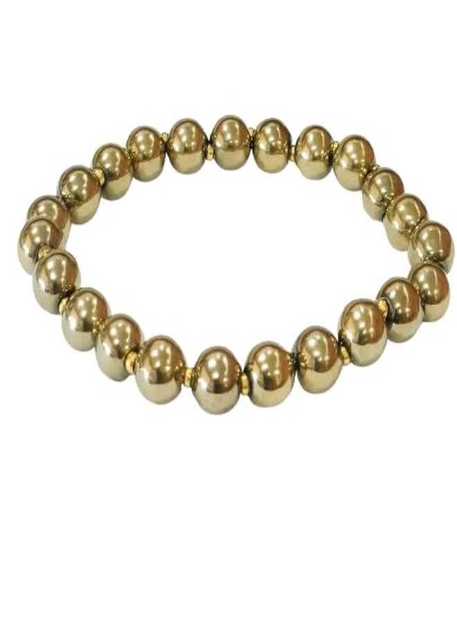 Chitshakti Certified Gold Hematite Bracelet for Men & Women | Certified Natural Gemstone Beaded Bracelet | Stretch Fit Energy Stone Jewelry for Confidence, Balance & Success | Return Gifts for Guests | 8mm - Image 2