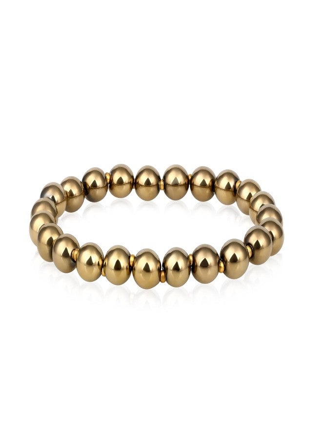 Chitshakti Certified Gold Hematite Bracelet for Men & Women | Certified Natural Gemstone Beaded Bracelet | Stretch Fit Energy Stone Jewelry for Confidence, Balance & Success | Return Gifts for Guests | 8mm - Image 1