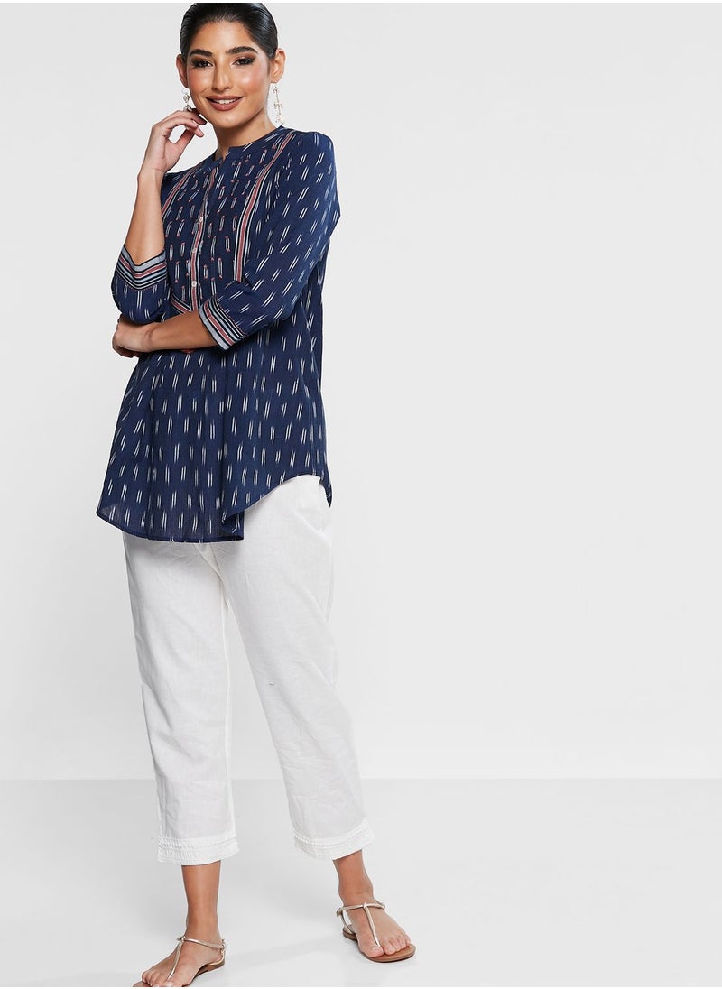Biba - Printed Button Detail Short Kurti - Image 1
