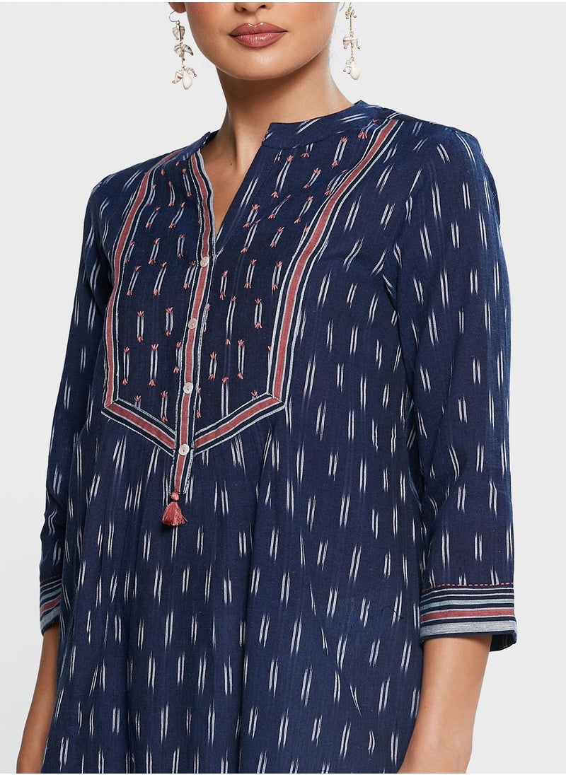 Biba - Printed Button Detail Short Kurti - Image 1