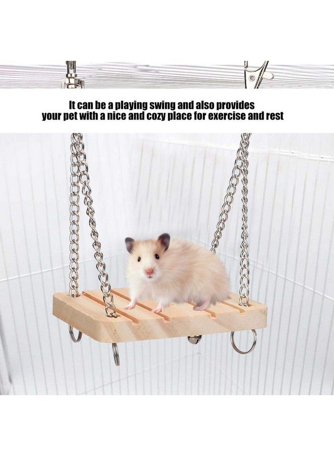 جلوجلو أرجوحة الهامستر، أرجوحة خشبية معلقة على السرير، قفص أرجوحة للتمرين، لعبة ضرس مع سلسلة تعليق لخنزير غينيا، الجرذ، الجربوع، الهامستر القزم - Image 3