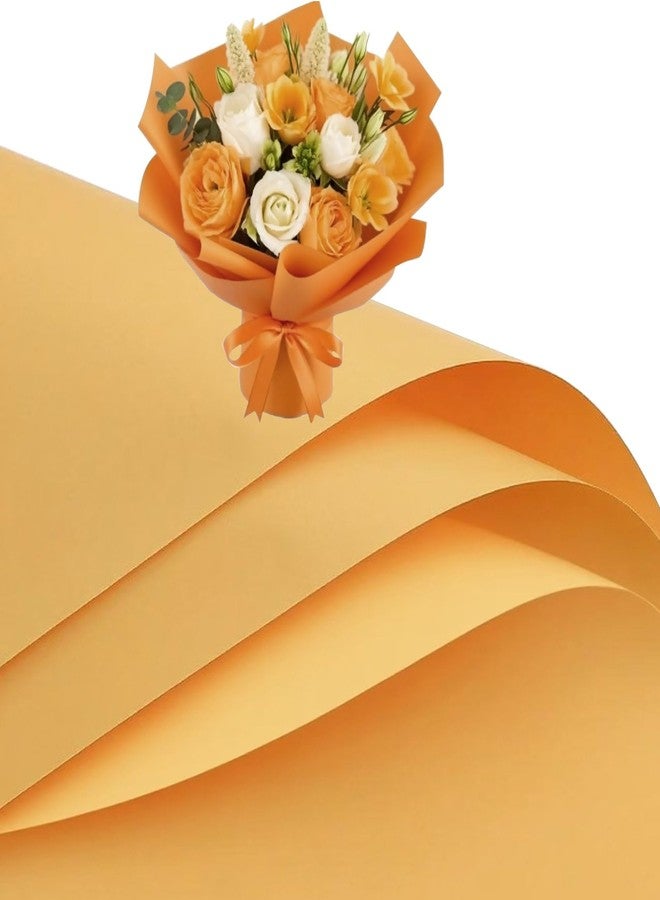 KUNYYI Orange Premium Floral Wrapping Paper for Bouquets, Flower,Gift Bags, Wedding, Party, Event Decorations - Vibrant Colors 20 Sheets 22x22 Inch - Image 1