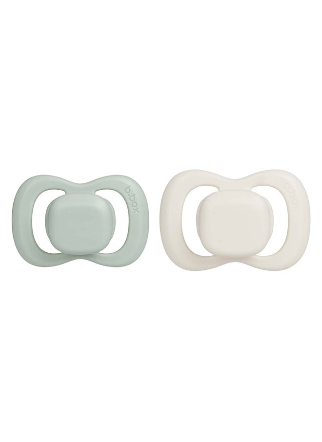 b.box Designer Pacifier Silicone Size 1, 0 - 6 M, 2 Pieces, Sage/Vanilla  - Image 1