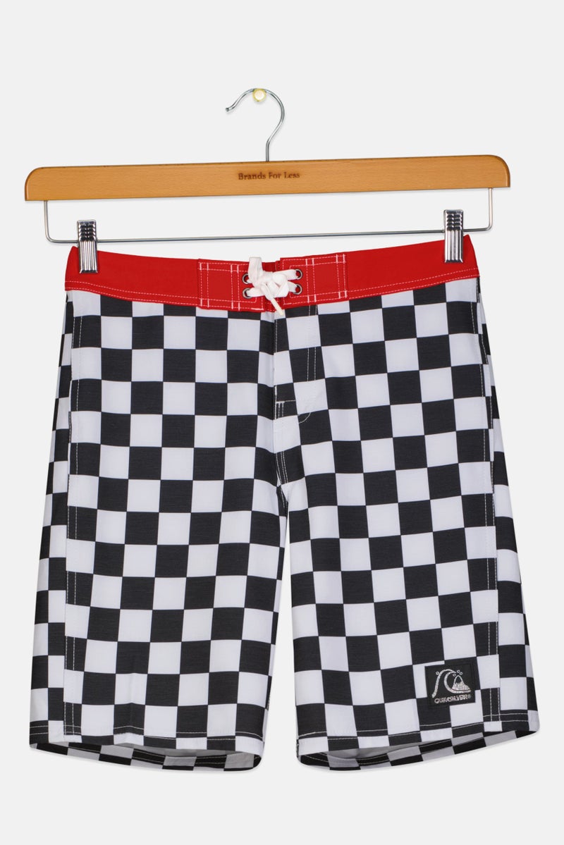 QUIKSILVER Kids Boy Checkered Board Shorts, Black - Image 1