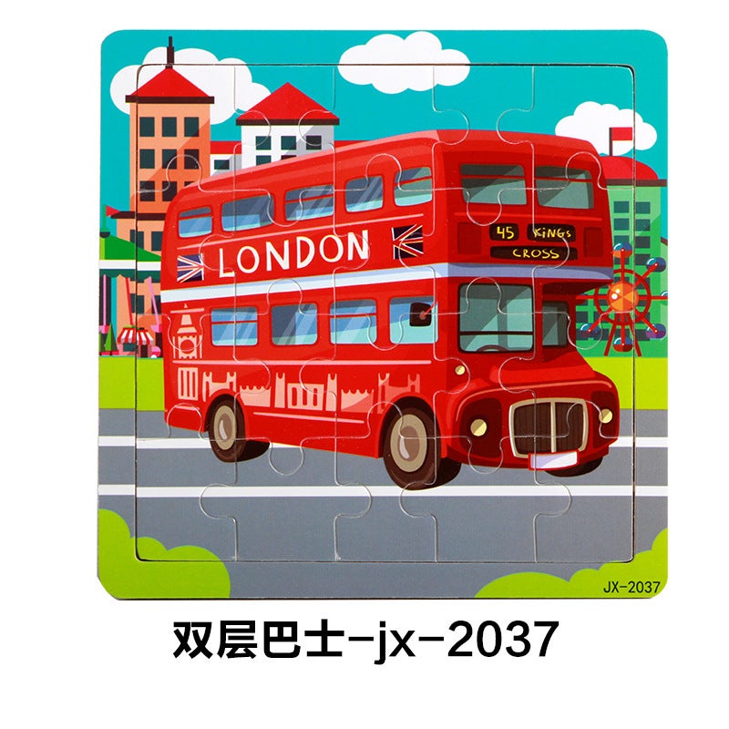 20-Piece Animal Puzzle Early Education Educational Toy To Cultivate Children'S Understanding Of Transportation Vehicles, Animal Cognition Enlightenment, Wooden - Image 1