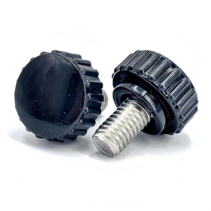 heyday M8x10mm 304 Stainless Steel Threaded Knurled Thumbscrew Screw on Knobs Grips Black Round Clamping Screw, Black(20 Pcs) - Image 4