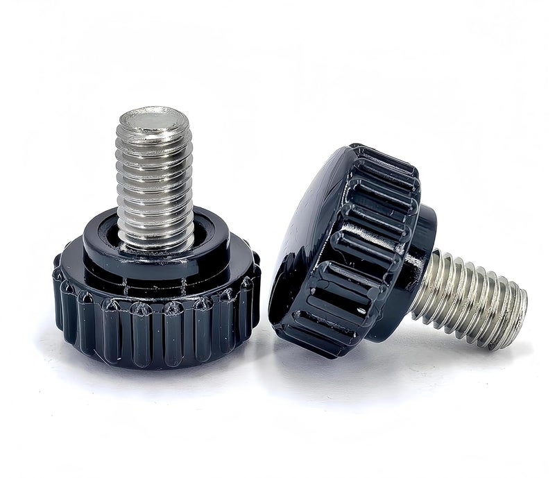 heyday M8x10mm 304 Stainless Steel Threaded Knurled Thumbscrew Screw on Knobs Grips Black Round Clamping Screw, Black(20 Pcs) - Image 1