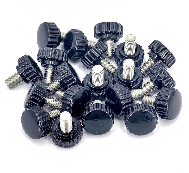 heyday M8x10mm 304 Stainless Steel Threaded Knurled Thumbscrew Screw on Knobs Grips Black Round Clamping Screw, Black(20 Pcs) - Image 5