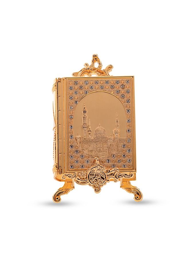 Dania Decorative golden metal Quran box with lobes with holder - Image 1