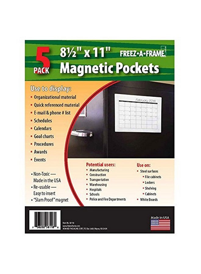 Howard Packaging Freez A Frame Clear Magnetic Pockets 5 Pack (8.5 X 11)