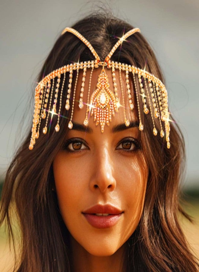 أصول سلسلة رأس مصرية ذهبية من أسول، قطعة رأس بوهيمية، إكسسوارات شعر مستوحاة من زي كليوباترا للنساء - Image 3