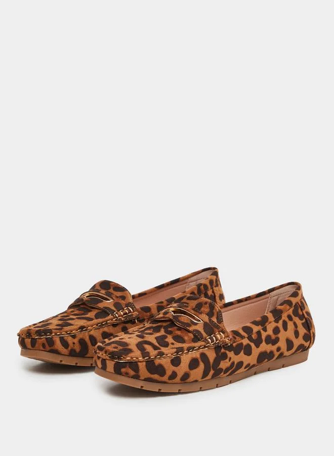 Styli Styli Women Brown Leopard Print Loafers